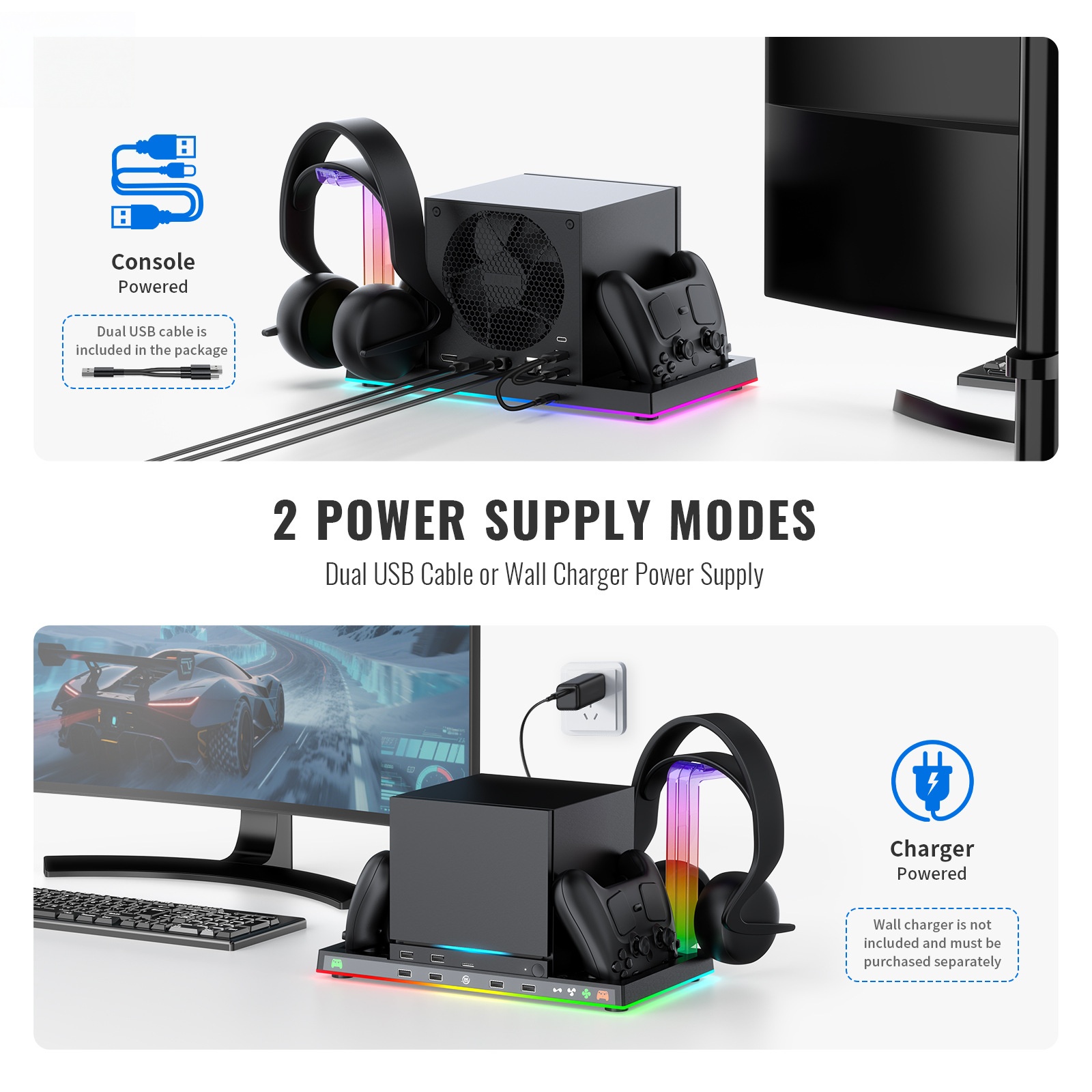 Headset Stand Rgb - 스팀 컨트롤러 스탠드, 충전 도크, 헤드셋