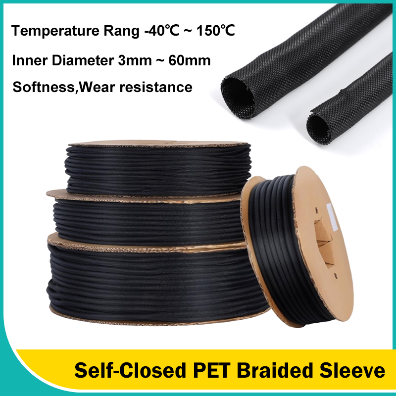 3mm ~ 60mm 검정색 자체 폐쇄 PET 확장형 브 - Cable Sleeve Braided 리뷰 및 가격