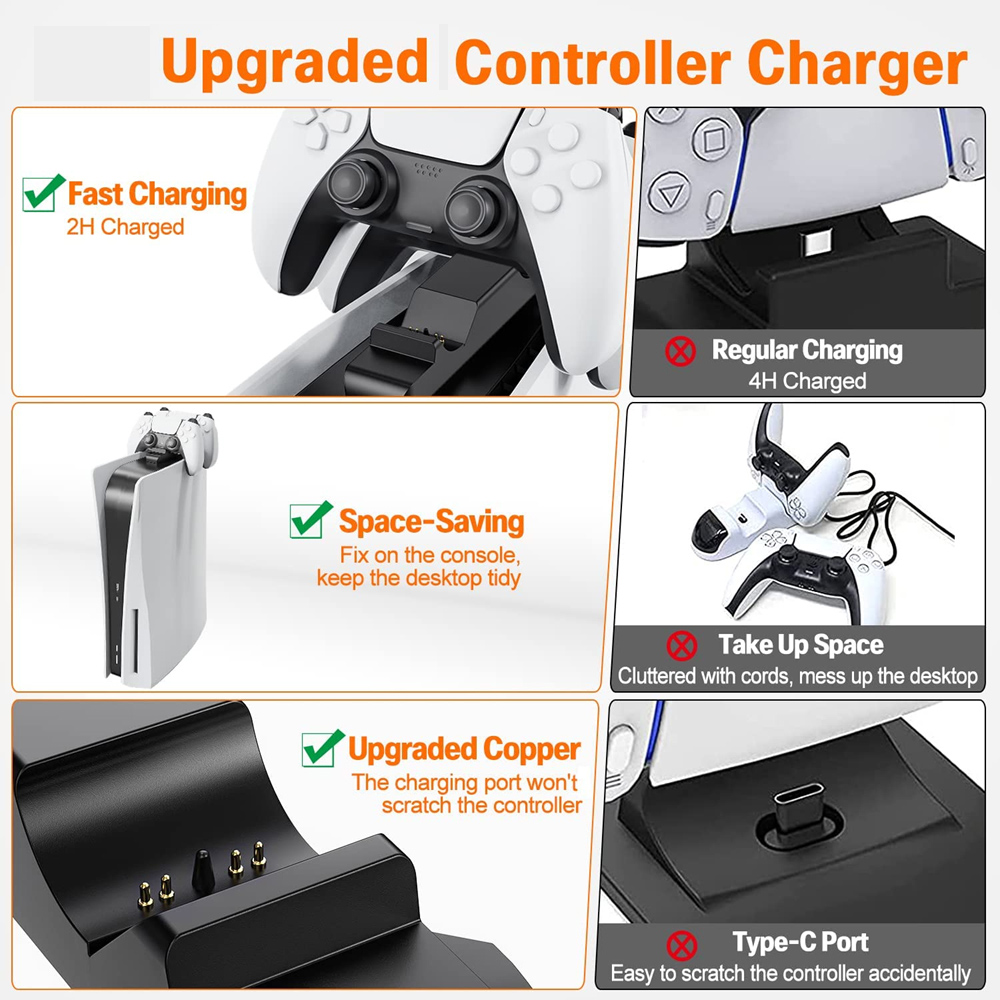 PS5 컨트롤러 충전기 게임패드 듀얼 고속 충전 크래들 - Gaming Accessories Playstation 리뷰 및 가격