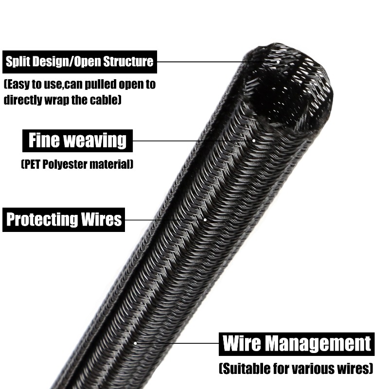 3/5/9m 검정색 PET 편조 슬리브 직경 6mm~5 - Cable Sleeve Braided 리뷰 및 가격