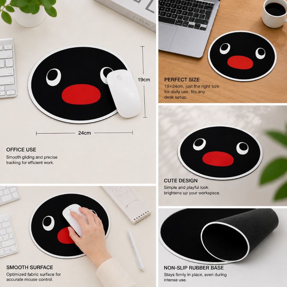 귀여운 펭귄 표현 마우스 패드 재미있는 만화 타원형 미 - Gaming Accessories Women 리뷰 및 가격