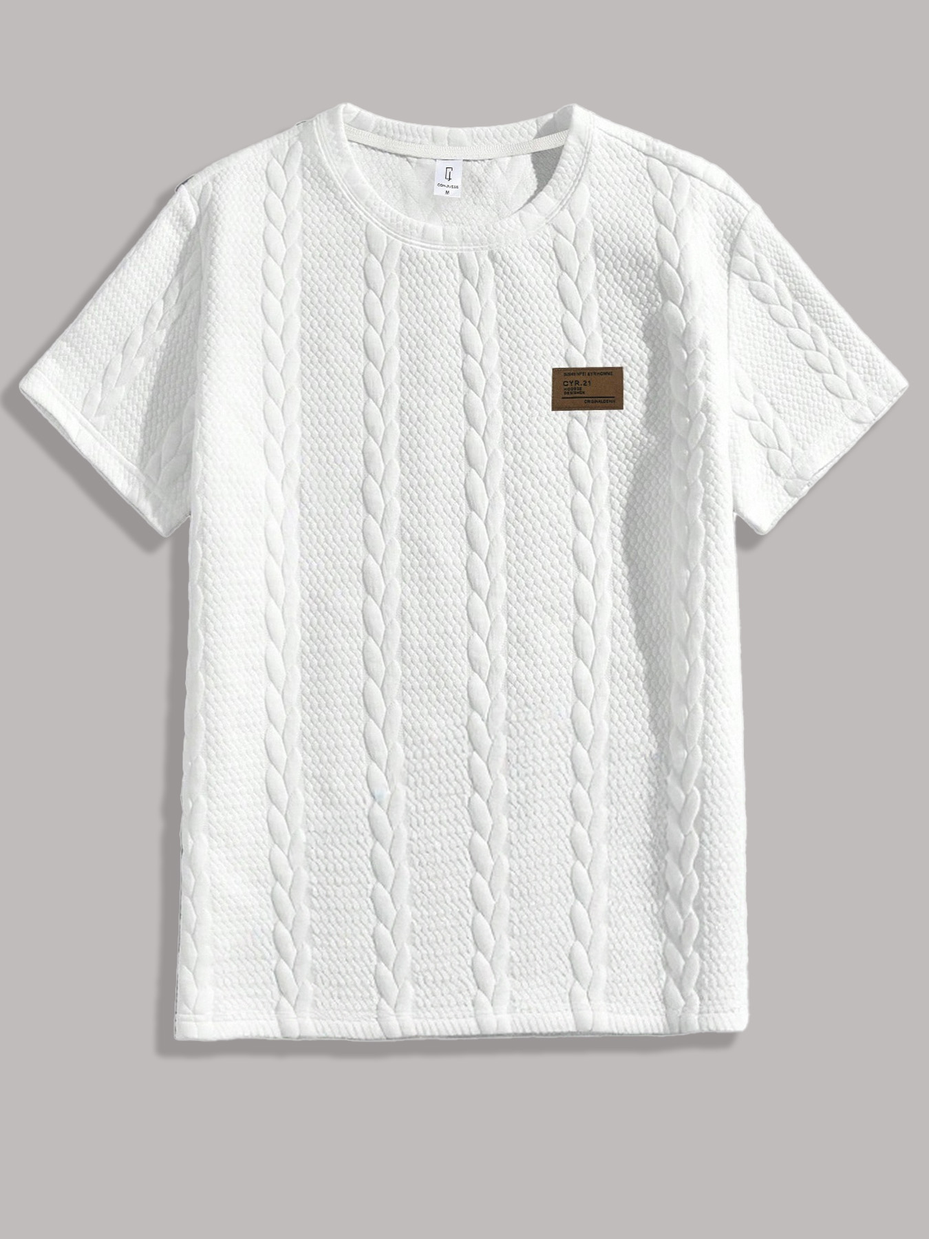 Men's Textured Knit Crew Neck  - Cable Sleeve Braided 리뷰 및 가격